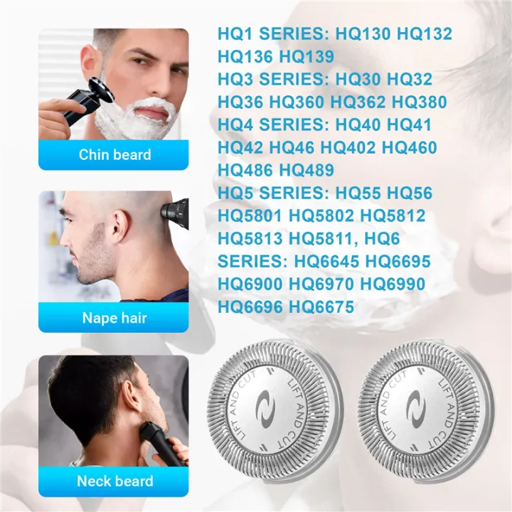 NAMUNY%204Pcs%20Replacement%20Shaver%20Blade%20Cutters%20for%20HQ3%20HQ30/HQ32/HQ36/HQ300,%20Silver%20-%20Image%203