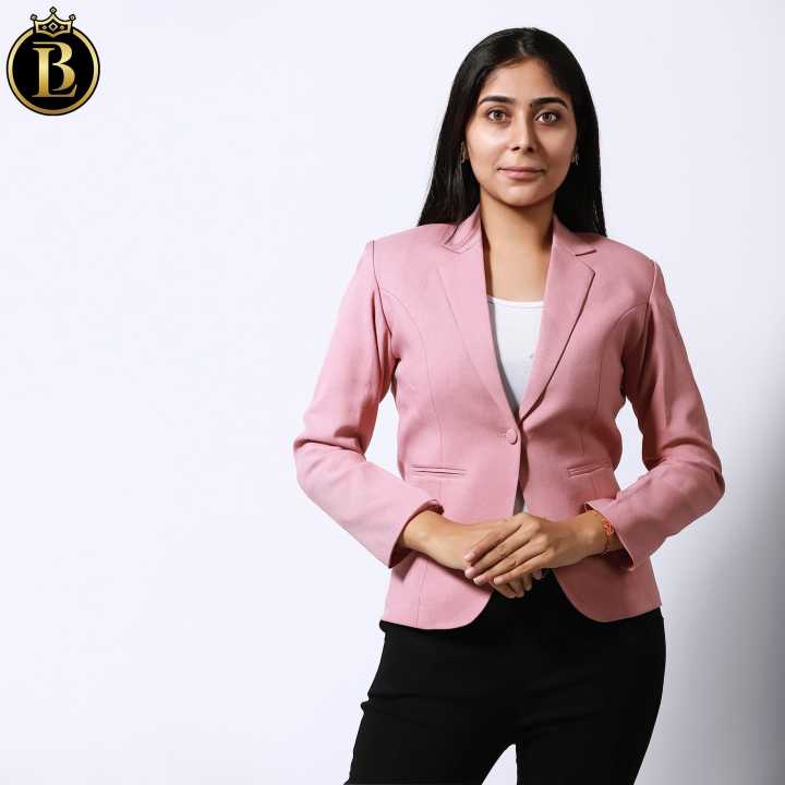 Boss Lady Single Breasted Classic Pink Formal Blazer For Women