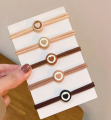 Pack Of 5 /5pcs Simple Heart Flowers Decor Elastic Durable Hair Ties, Girls Hair Accessories. 