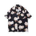 Japanese Style Retro Cashew Flower Full Print Short-sleeved Shirt Men's Trendy Brand Loose Hip-hop Couple Casual Jacket. 