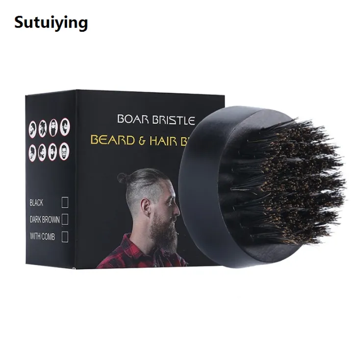 Sutuiying%201pcs%20Beard%20Brush%20Boar%20Bristles%20Small%20and%20Round%20Walnut%20Luxury%20Wood%20Beard%20Grooming%20Brush%20for%20Men's%20Shaping%20Tool%20-%20Image%204