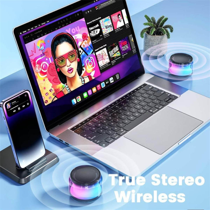 Mini Portable Bluetooth Speakers Wireless With Multicolour Lights, Stereo Pairing Desktop & Portable Wireless Speaker CF8