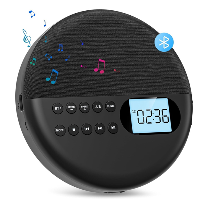 (COKP) Portable CD Player and MP3 Player with Anti Skip Protection and Dual Stereo Speaker, Adjust Bluetooth Player Walkman