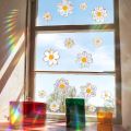 6/12 PCS Window Clings Double-Sided Window Stickers Daisy Pattern Shiny Glass Decals Static Cling Vinyl Anti Collision Sun Catchers Mirror Decoration. 