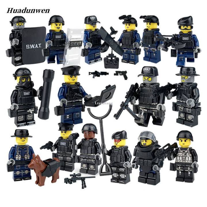 Chunjieda Gift Toys Army Lego Education Building Blocks Soldier Fifty peFifty percent discount rcent discount Pieces 16 Pack Mini Figures SWAT Series Kids Toys