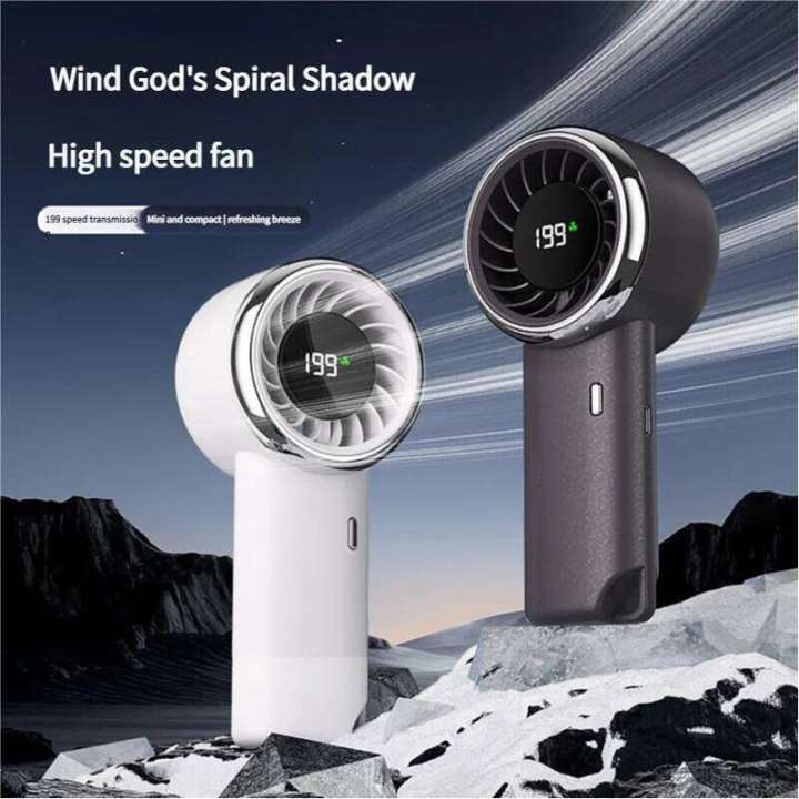 MEET SUN 199 Speed Portable Handheld Battery Operated Cooling Adjustable Small Desktop Fan With Digital Display