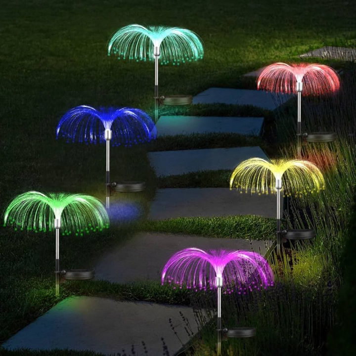 Led Solar Lights Garden Decoration Colorful Fiber Optic Jellyfish ...
