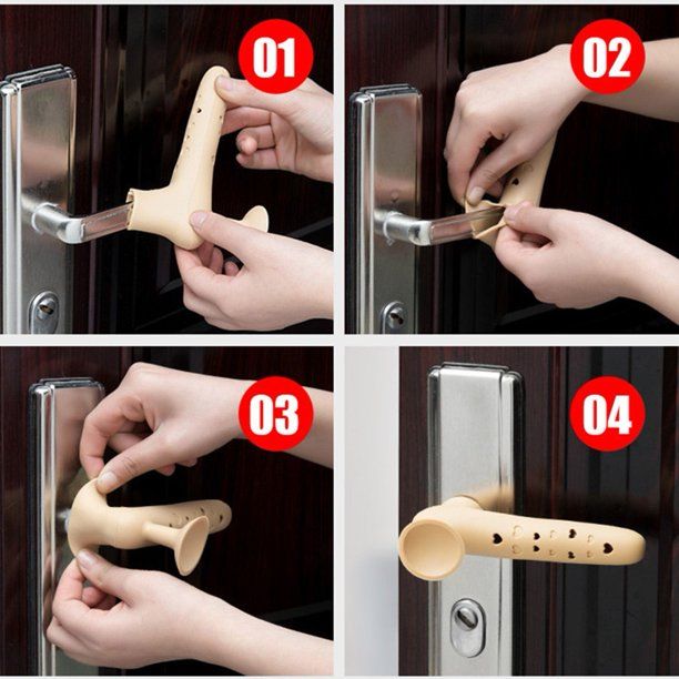 Silicone Stretchable Door Knob Handle Cover Mat Thicken Anti-collision Multicolor