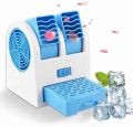 Portable Mini Cooler USB and Battery Operated Water Air Cooler Cooling Fan Dual Blower with Ice tray Chamber Fan for kids, Travel, Office, Kitchen. 