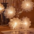New Year Gifts LED Fiber Optic Flower String Lights Flash Double Layered Fairy Lamps Battery Powered .5M/3M Christmas Tree Flower Lights Outdoor. 