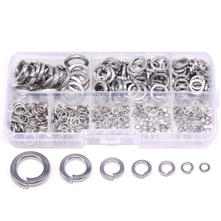 304 Stainless Steel Spring Lock Washer Set (410-Pcs,8-Size)