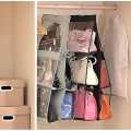 Clear Purse Bag Storage Holder Wardrobe Closet Space Saving 6 Pockets Pouch Hanging Hand Bags Organizer. 