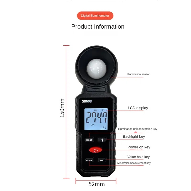 Digital Illuminance Light Meter Tester 200,000Lux Meter Luxmeter