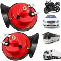 2Pcs Motorcycles Modification 12V/24V Loud Car Horn 300DB Super Loud Air Horns Replacement Kit Red Waterproof Motorcycles Speaker Universal. 