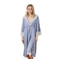 Silk Embroidery Full Sleevees Night Dress With Robe For Women - Ns21962000455. 