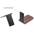6Pcs Wooden Bookends with Metal Base Heavy Duty Black Walnut Book Stand with Anti-Skid Dots for Office Desktop. 
