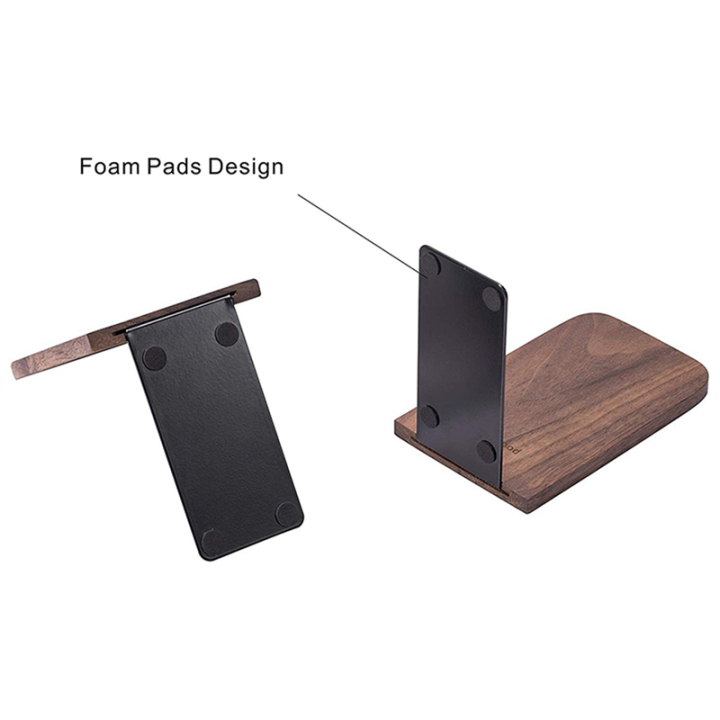 6Pcs%20Wooden%20Bookends%20with%20Metal%20Base%20Heavy%20Duty%20Black%20Walnut%20Book%20Stand%20with%20Anti-Skid%20Dots%20for%20Office%20Desktop%20-%20Image%204