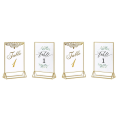 Acrylic Sign Holder Gold Picture Frame Double Sided Clear Display Stand, Gold Acrylic Frames for Home Shop Restaurant Easy Install Easy to Use. 