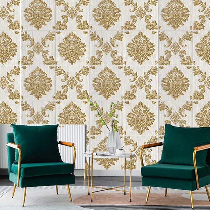 Royal Pattern Golden Damask 3D SelfAdhesive Wall Foam Panels/Bora