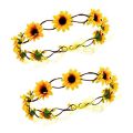 NAMUNY 2X Floral Autumn Sunflower Crown Hair Accessories Bridal Holiday Hair with Sunflower Hair Accessories. 