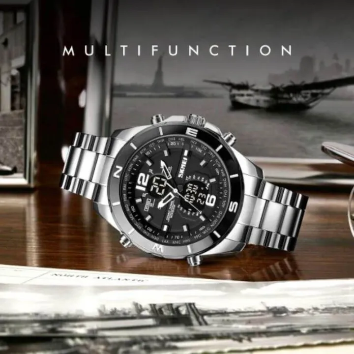 SKMEI%201670%20Men's%20Double%20Movement%20Chronograph%20Waterproof%20Stainless%20Steel%20Multifunction%20Watch%20-%20Silver%20-%20Image%205