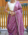 Elegant Pure Soft Silk Saree with Floral Thread Handwork & Designer Cutwork Border By Sapnaaz Fashion. 