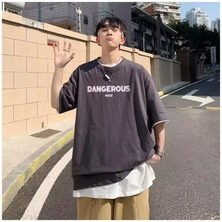 HOT%208XL%20Loose%20T-shirt%20Fashionable%20Trendy%20American%20Letter%20DAN%20Print%20T-shirt%20with%20Soft%20Comfortable%20Casual%20Men%20Versatile%20Couple%20Outfit%20-%20Image%206