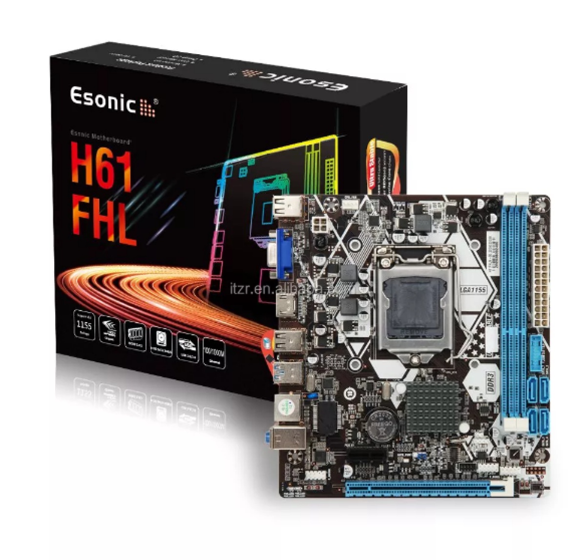 Esonic H61 Motherboard with M.2 NVMe SSD Slot, Intel i3/i5/i7(2nd/3rd Generation)