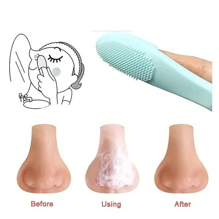 New Silicone Nose Cleaning Brush Soft Bristle Facial Cleansing Brush With Finger Glove For Blackhead Removal