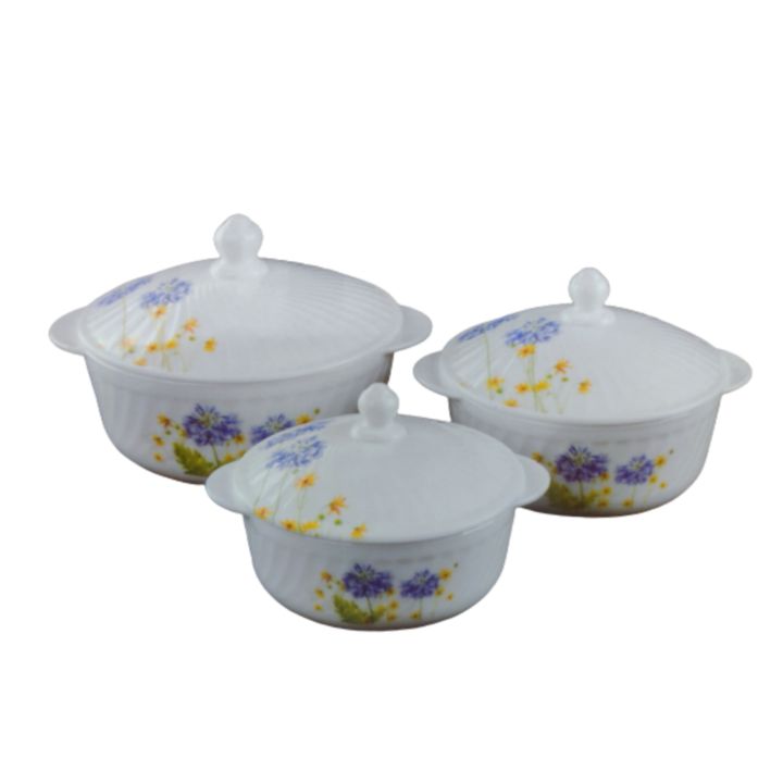 3 Piece Microwave Safe Opal Serving Bowl Set