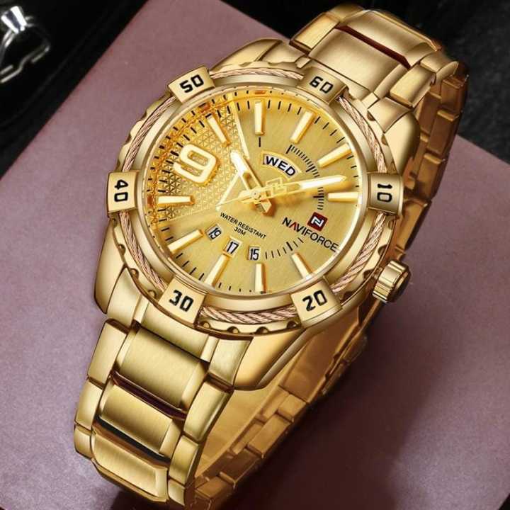 NAVIFORCE Nf9117 Luxury Stainless Steel Watch For Men Golden Daraz .np