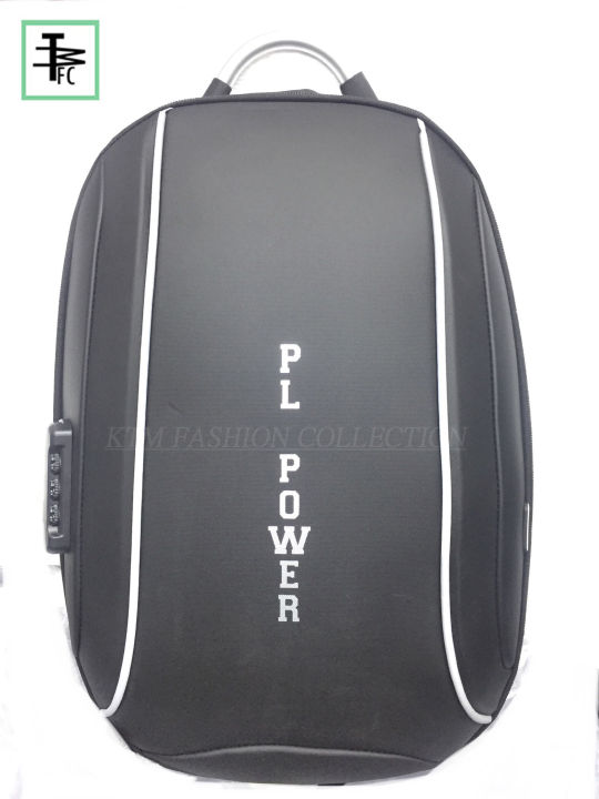 PL Power Black Printed Laptop Backpack - Unisex