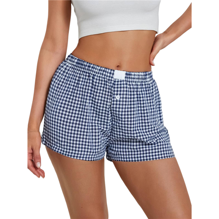 Women%20Y2k%20Gingham%20Cute%20Pj%20Short%20Pants%20Plaid%20Lounge%20Shorts%20Sleep%20Bottoms%20Elastic%20Boxers%20Streetwear%20-%20Image%202