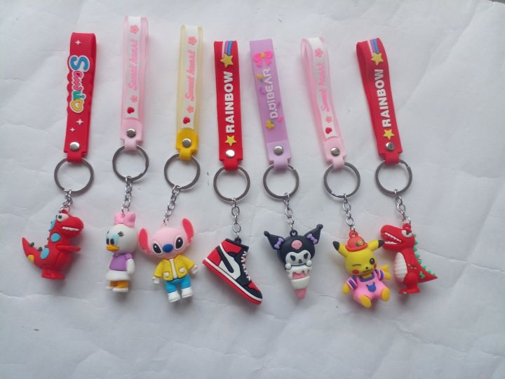 1Pcs New Fashion  Silicone Keychains Disney Donald Stitch Trend Keyrings Cartoon Doll Pendant Keyholder for Backpack