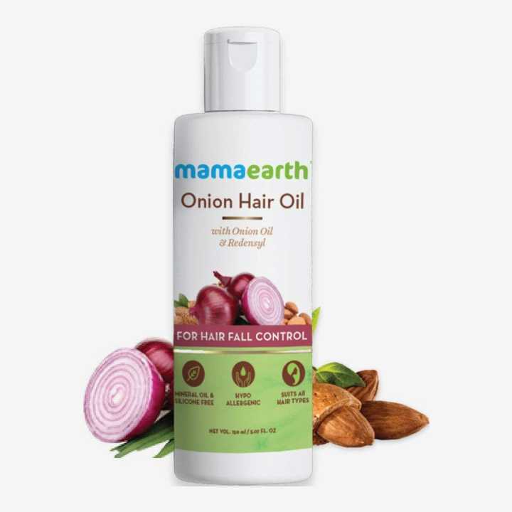 Mamaearth Onion Hair Oil For Hair Regrowth & Hair Fall Control With Redensyl, 150Ml