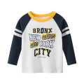 Letter Printed Colorblock Long-Sleeve T-Shirts For Kids. 