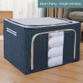Oxford Foldable Clothes Storage Box | Multi-Purpose Washable Organizer with Zip Lid & Metal Frame | Blanket, Quilt, Pillow Storage. 