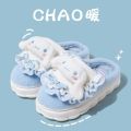 HelloKitty cotton slippers women's winter Sanrio Hello Kitty warm thick bottom fleece-lined non-slip indoor home use. 