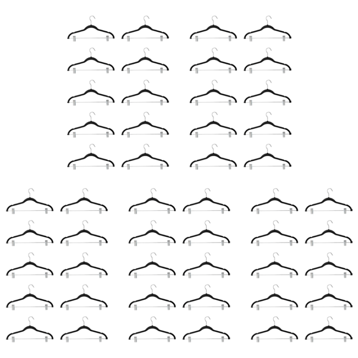 50 Pack Clothes Hangers with Clips Black Velvet Hangers Use for Skirt and Clothes Hanger Pants Hanger Ultra Thin No Slip