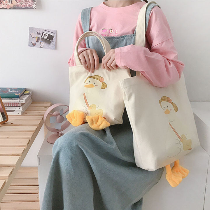 New%20Canvas%20Cartoon%20Handbags%20Eco%20Duck%20Print%20Cute%20Duck%20Tote%20Bag%20Soft%20Duck%20Embroidery%20Crossbody%20bag%20-%20Image%205