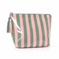 Waterproof Portable Fringed Travel Toiletry Bag Cute Design Zipper Closure PVC Striped Cosmetic Bag Large Capacity Glossy Makeup Brush Bag Wash Storage. 