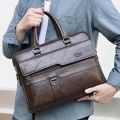 Leather Business File Bag Documents Bag With Laptop Compartment Office Bag For Men. 