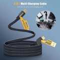 4 in 1 Fast Charging Cable (Type C/USB A/Lightning) Dual Type C PD 27W 65W Nylon Braided Cable | Flat Braided i-Phone Charging Cable with Velcro Multi Charging Cable Combo Type C/USB-A Ports. 