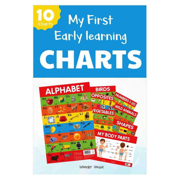 Early Learning Educational 10 Charts Boxset for Kids : Perfect for Homeschooling, Kindergarten and Nursery Students