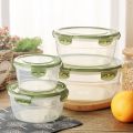 1/4Pcs Safe Plastic Round Storage Box with Lid Sealed Rectangular Food Containers Stackable Trasparent Crisper. 