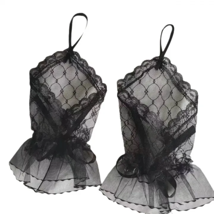 Wholesale%20Short%20Black%20Gloves%20Lace%20Ghost%20Bride%20Wedding%20Halloween%20Lolita%20Costume%20Mesh%20Bow%20-%20Image%205