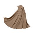 NEW Ankle solid color line tie elegant skirt women's long skirt with high waist A cut pleated length, suitable for spring women. 