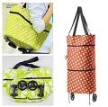 Folding  Trolley Bags, Shopping Bag with Wheels Foldable Reusable Shopping Bags Grocery Bags(multicolor). 