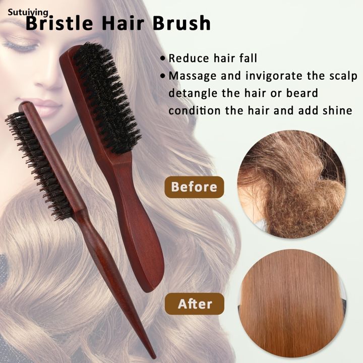 Sutuiying%206pcs%20Wooden%20Comb%20Set%20with%20Bamboo%20Handles%20-%20Boar%20Bristle%20Teasing%20Profesional%20Smoothing%20Combs%20men%20Bottle%20Perfect%20for%20Slicked%20Back%20Hairstyles%20-%20Image%203