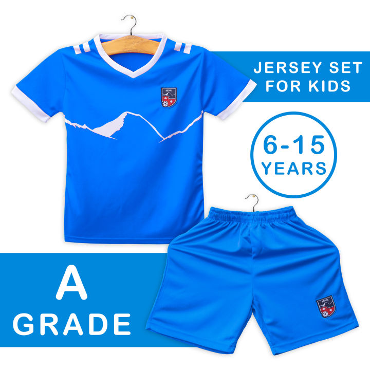 Nepal Football Blue Grade A Jersey Set For Kids | 6-15 years | A Grade